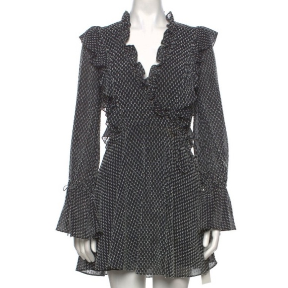 Shona Joy Black Ruffle Mini Dress size S - Picture 9 of 10